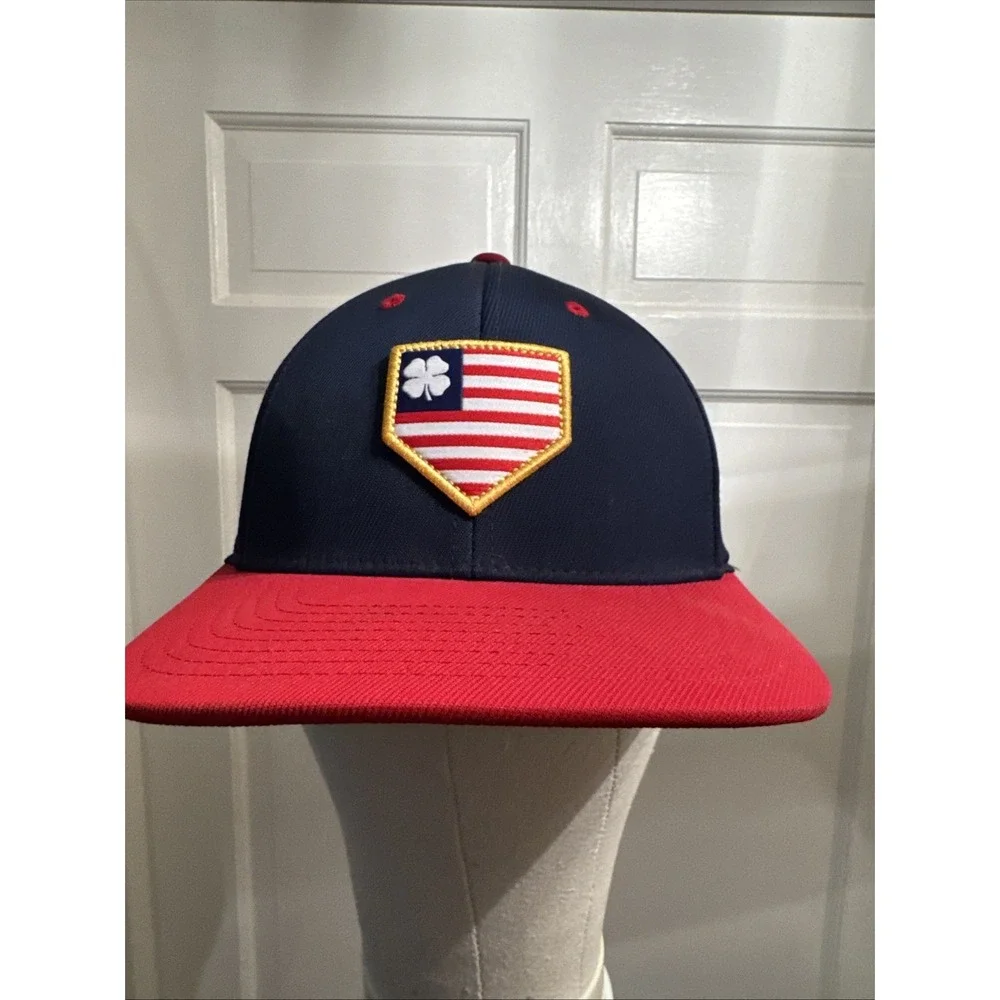 Black Clover x Rawlings Navy Blue Red Stretch Fitted Hat Cap Sz S/M